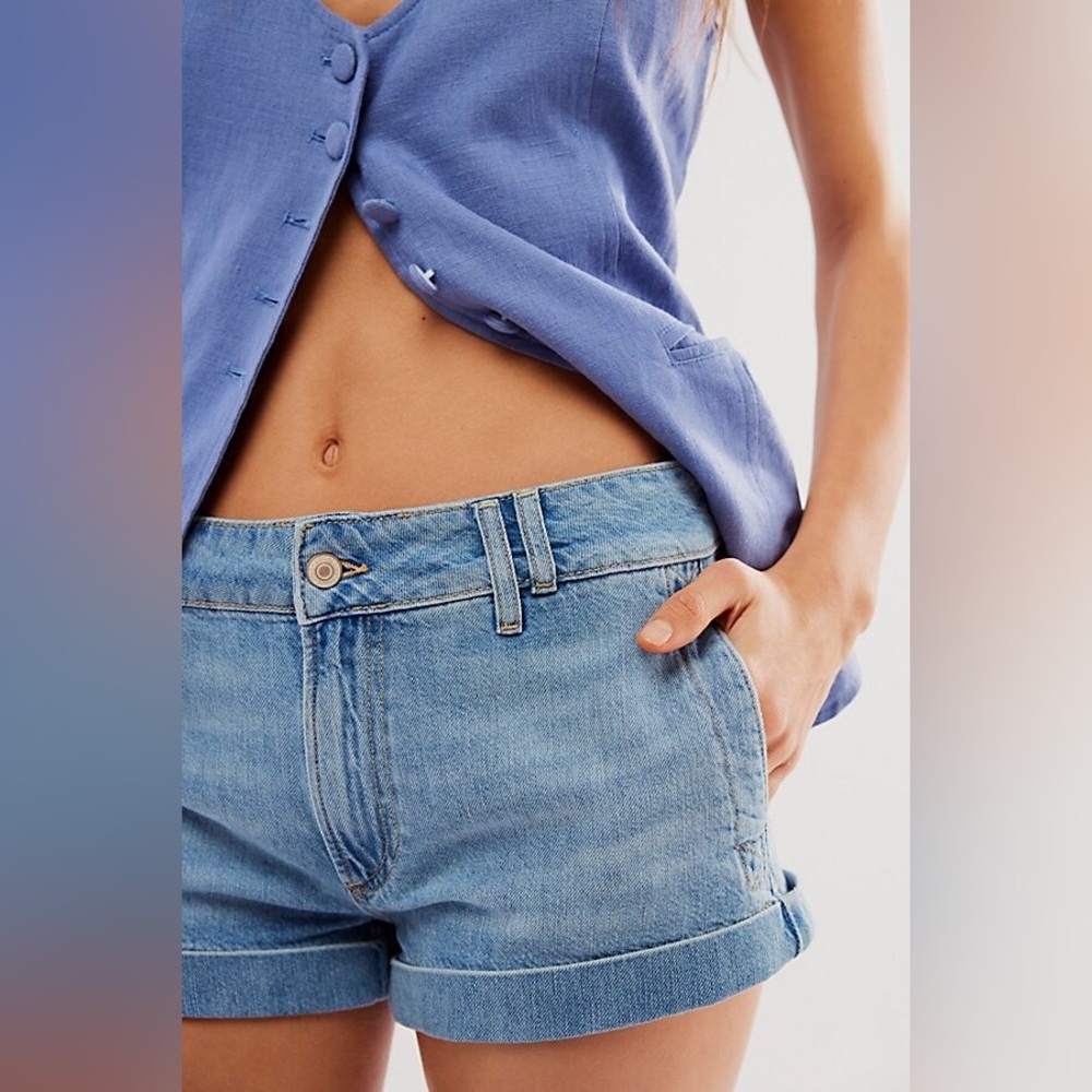 Free People Light Blue Denim Jean Shorts